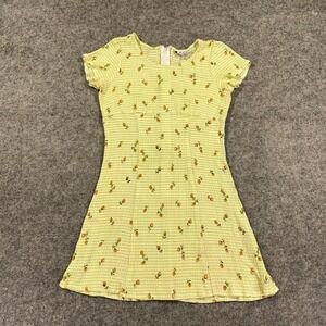 Y2K Rampage Mini Dress Juniors 11 Green Gingham Floral Babydoll Cottage Summer
